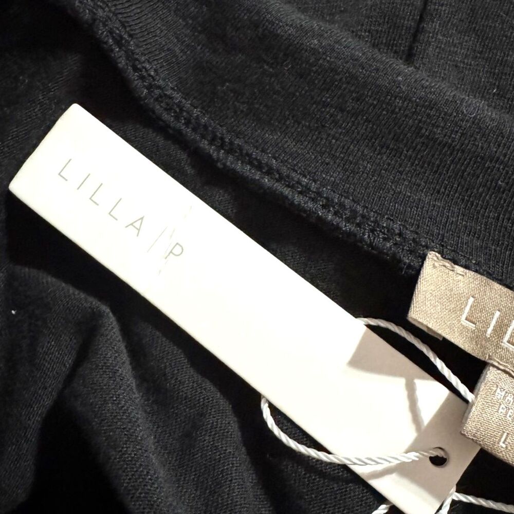 NWT Lilla P Black Cotton Modal Casual Collared V-Neck Long Sleeve Top Size Large - Picture 6 of 7
